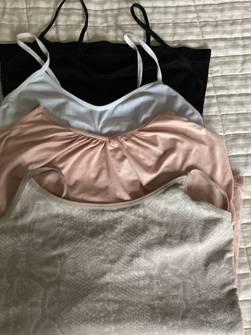 Bundle 4 tank tops black, white, blush and tan print size small / medium